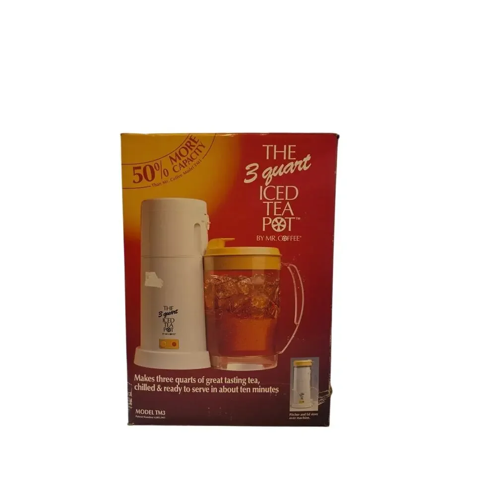 NEW Mr. Coffee Iced Tea Pot Maker 3 Qt. Bonus Two Pitchers Yellow TM3P NIB